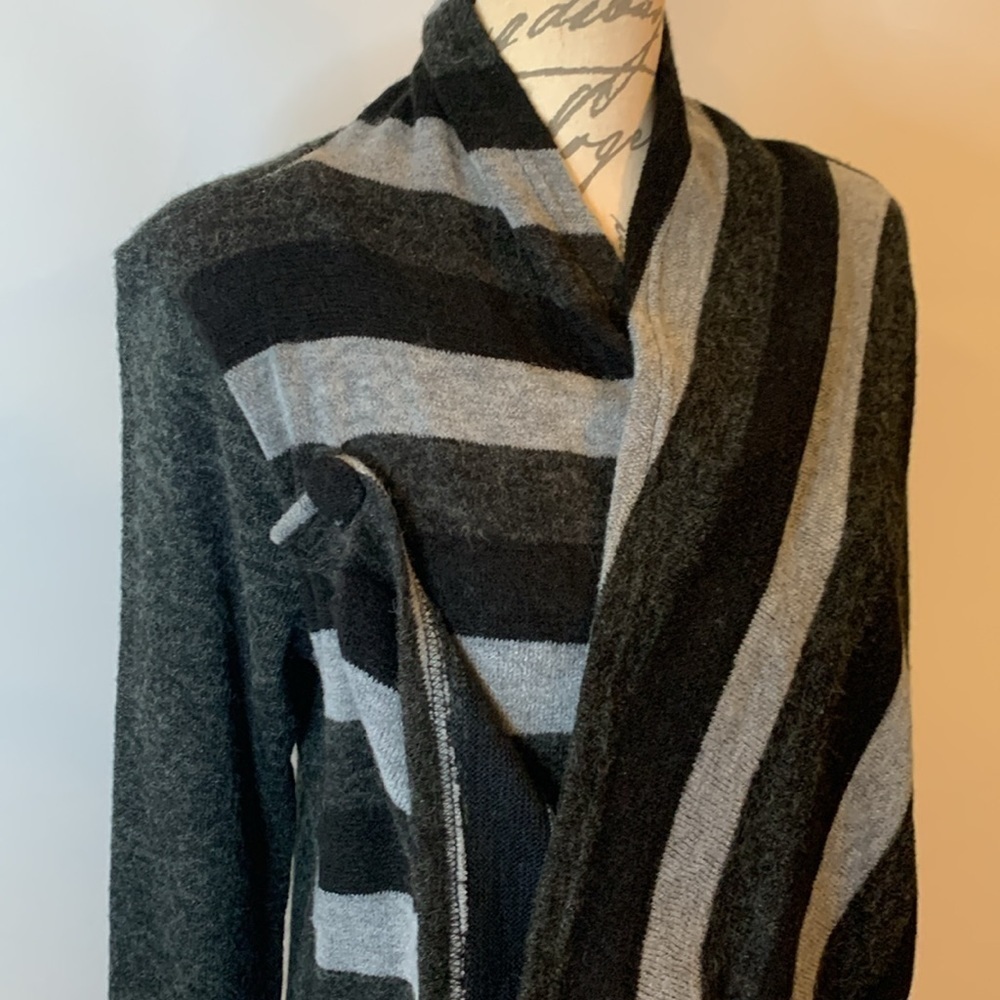 Anthropologie A’Reve tunic length striped sweater 2 piece look asymmetrical M - Picture 2 of 9
